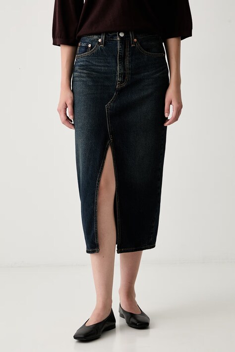 Levi's Φούστα ντένιμ DECON SLIT MIDI σκούρα μπλε 008AF