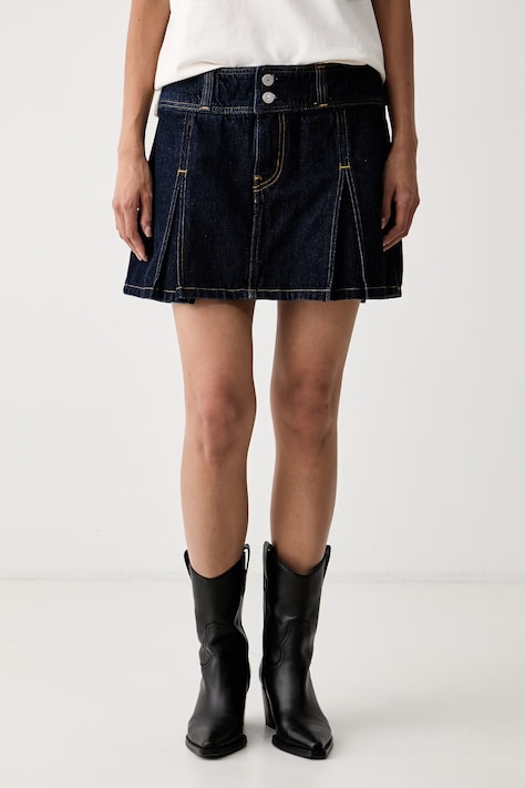 Levi's Sukňa menčestrová INVERTED PLEAT MINI tmavomodrá hladká 0089S