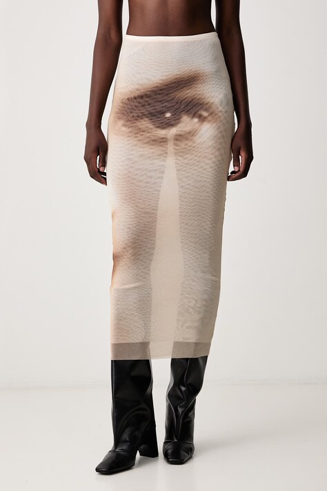 Jean Paul GAULTIER Face φούστα μπεζ 26/04-W-SK086-M032P