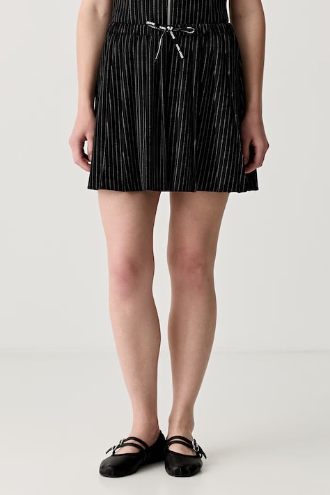 Karl Lagerfeld Jeans spódnica plisowana z wiskozą czarna w paski B3W12016