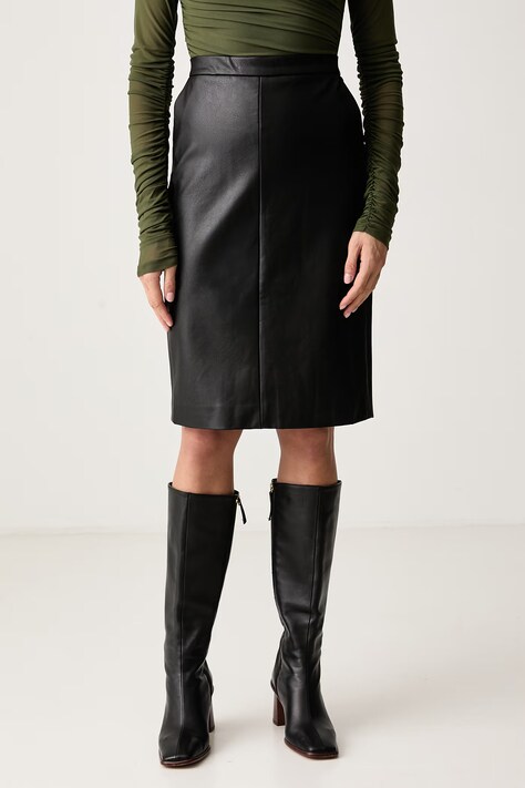 Bardot Spódnica z imitacji skóry LISBON czarna gładka 60595SB