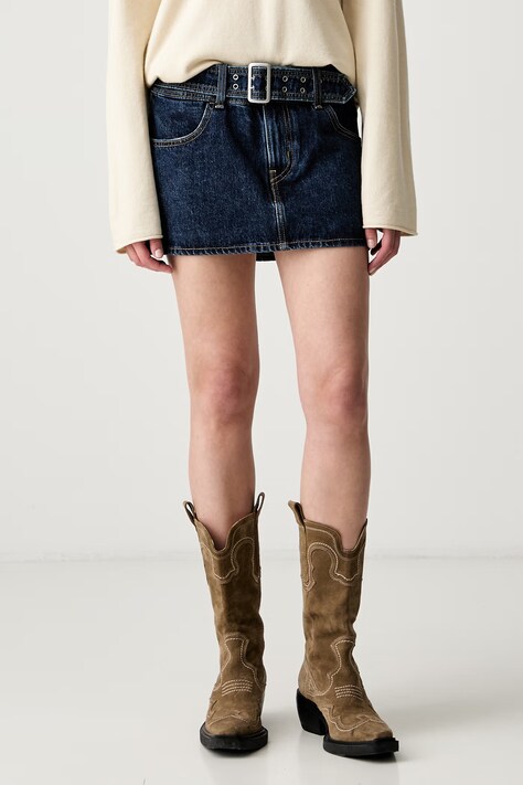Levi's spódnica jeansowa BELTED MINI granatowa gładka 0089R