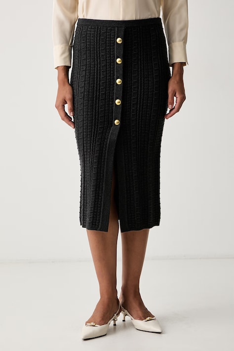 Twinset pletena suknja s viskozom siva bez uzorka 262TP3103