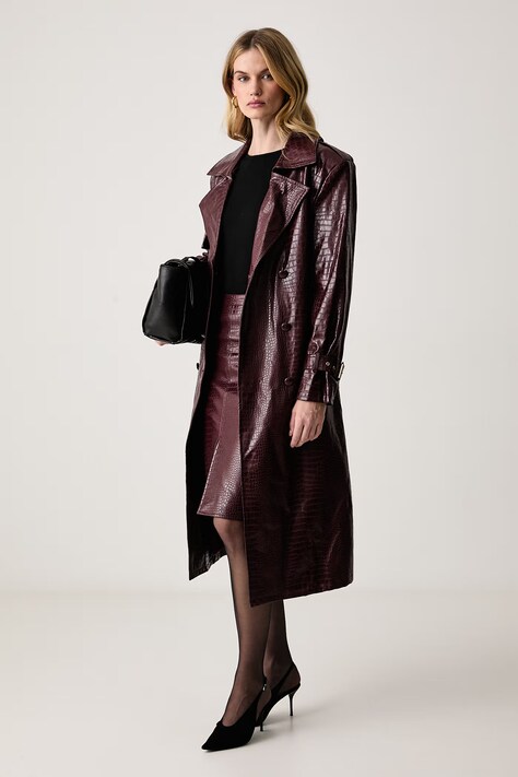 Guess Spódnica ołówkowa z imitacji skóry x LEONIE HANNE bordowa W6BD62 W5200