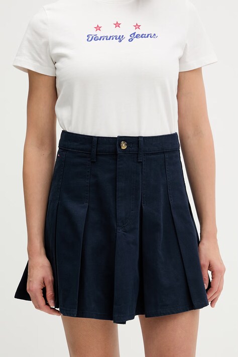 Tommy Jeans suknja A-kroja od pamuka mornarsko plava DW0DW23149