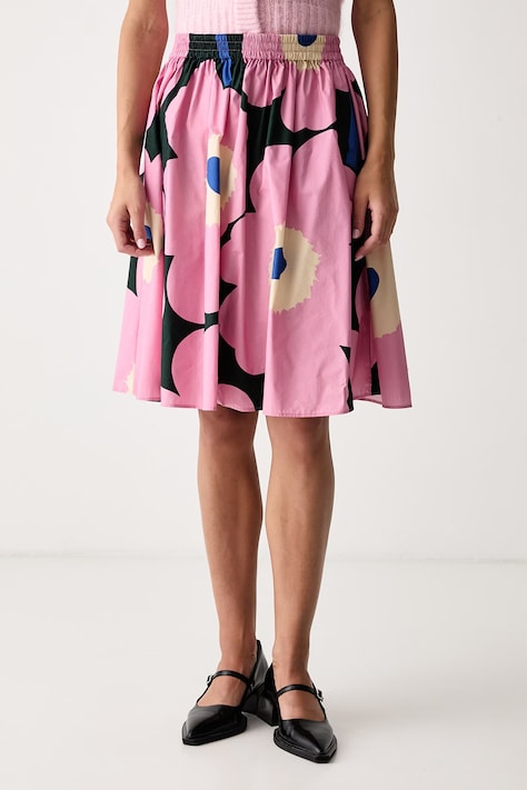 Marimekko Suknja A-kroja od pamuka roza cvjetna 096310