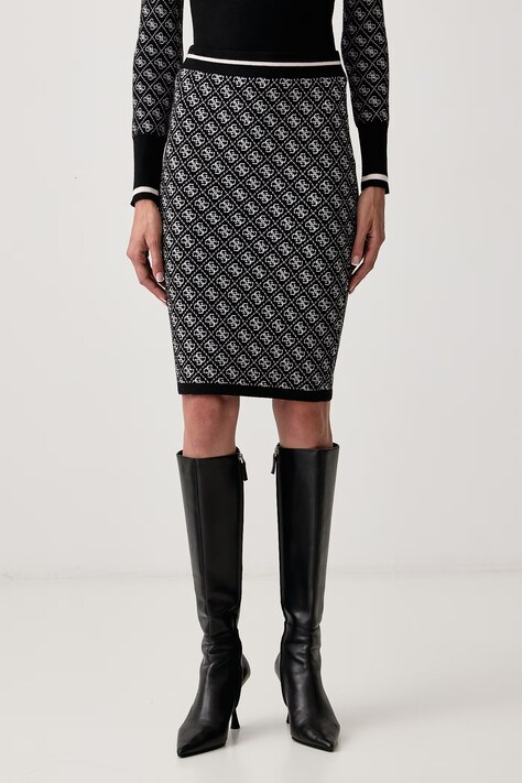 Guess Spódnica ołówkowa z dodatkiem wełny LISE czarna monogram W5BD2G Z3JD2