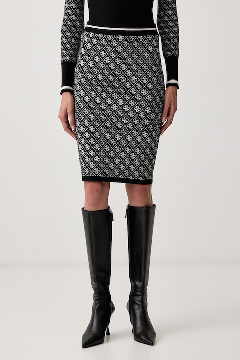 Guess Spódnica ołówkowa z dodatkiem wełny LISE czarna monogram W5BD2G Z3JD2