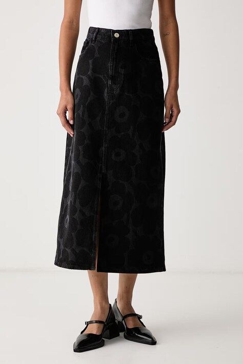Marimekko Suknja traper crna cvjetna 096026