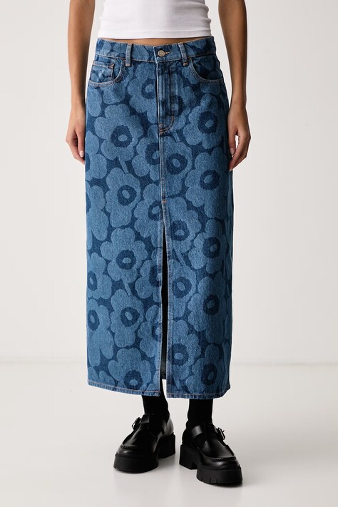 Marimekko Suknja traper plava cvjetna 096024