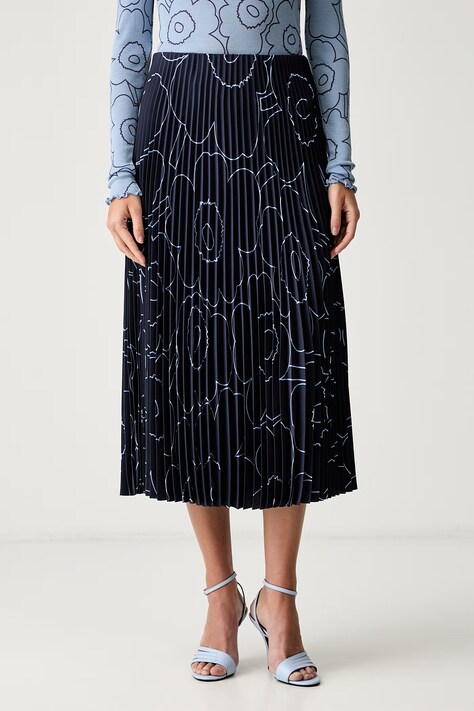 Marimekko plisirana suknja mornarsko plava cvjetna 096042
