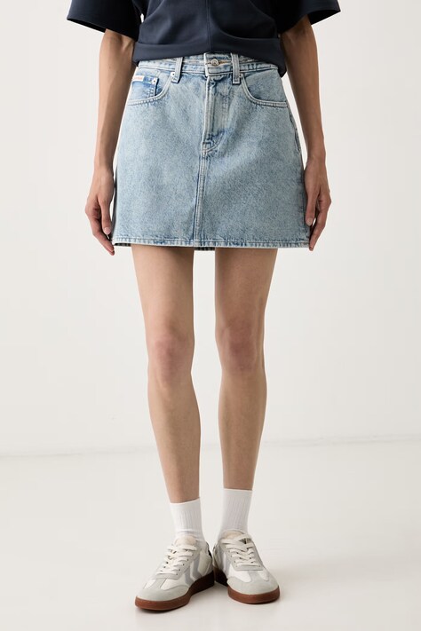 Calvin Klein Jeans φούστα ντένιμ μπλε με εφέ ξεθωριάσματος LV047G727G