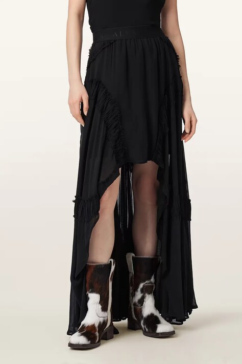 AllSaints spódnica asymetryczna z wiskozy DORINA czarna gładka W102RE