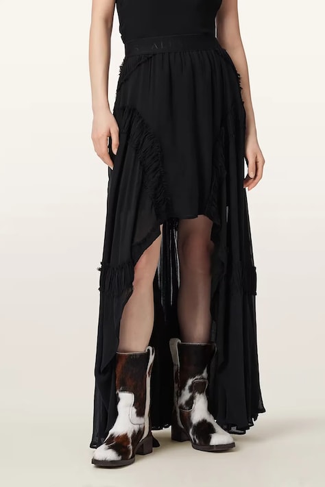 AllSaints spódnica asymetryczna z wiskozy DORINA czarna gładka W102RE