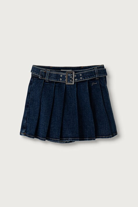 Guess Spódnica plisowana bawełniana niebieska gładka J6BD13 D2244