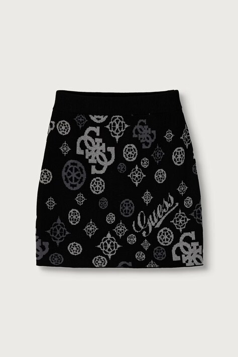 Guess Spódnica z dodatkiem wełny czarna logo J6BD04 Z1278
