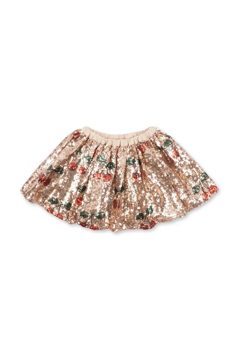 Konges Sløjd Spódnica rozkloszowana STARLA SEQUIN SKIRT beżowa z motywem owoców KS106258