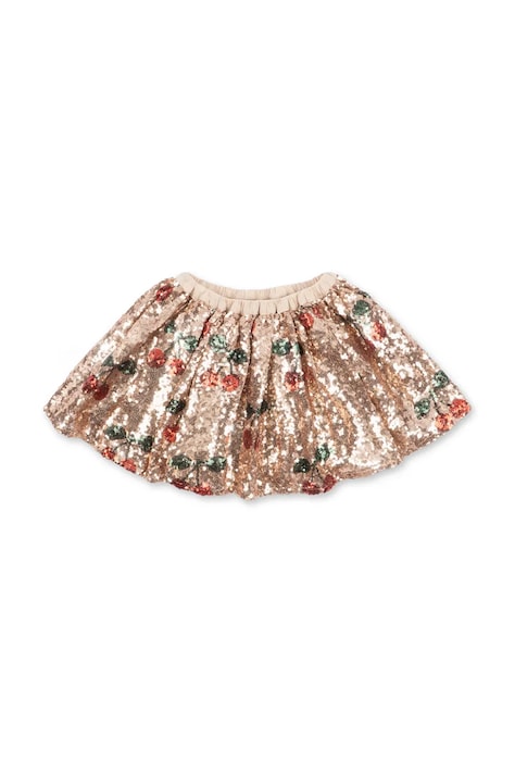 Konges Sløjd Spódnica rozkloszowana STARLA SEQUIN SKIRT beżowa z motywem owoców KS106258