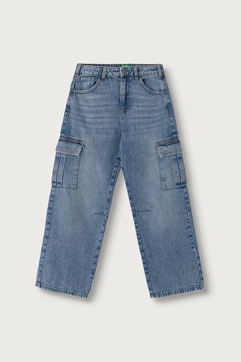 United Colors of Benetton Jeansy loose dziecięce granatowe 4KEHCF061