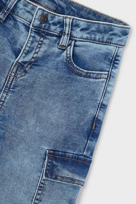Mayoral Jeansy dziecięce soft denim cargo niebieskie 4510