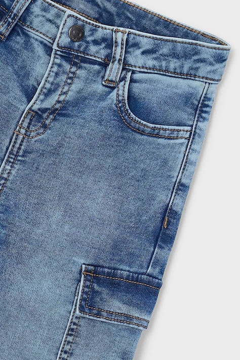 Mayoral Jeansy dziecięce soft denim cargo niebieskie 4510