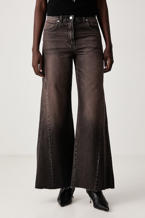 Haveone Jeansy flare damskie czarne PLS.R144