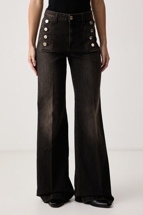 ViCOLO Jeansy wide leg damskie czarne DAC5049