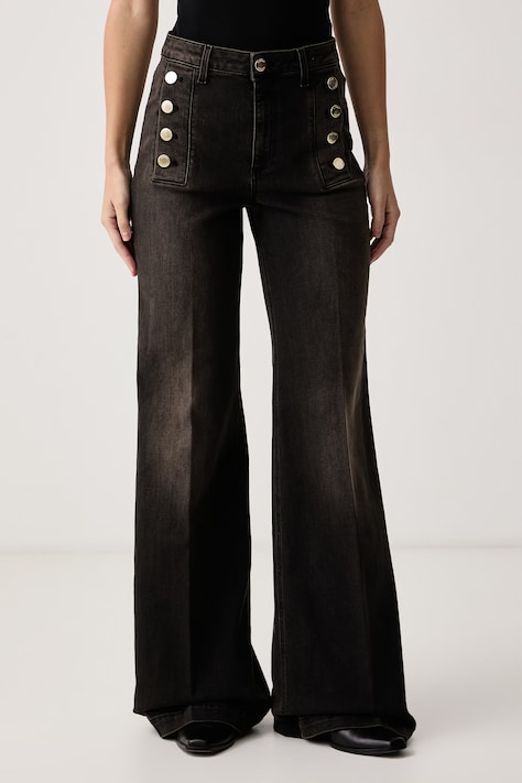 ViCOLO Jeansy wide leg damskie czarne DAC5049
