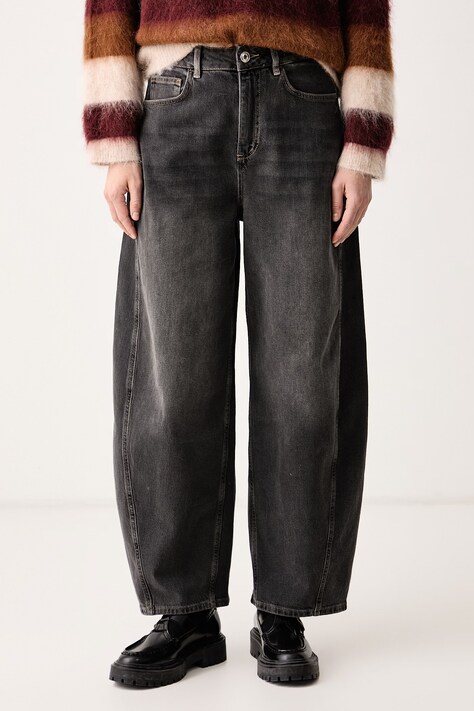 Mos Mosh Jeansy barrel damskie Draciel szare 184960