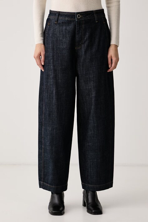 Mos Mosh Jeansy barrel damskie granatowe 185130