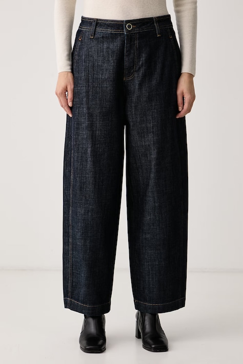 Mos Mosh Jeansy barrel damskie granatowe 185130