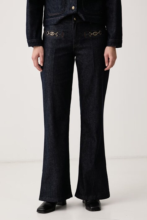 Mos Mosh Jeansy flare damskie Marlena granatowe 185100