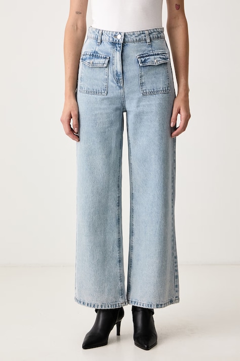 Morgan Jeansy wide leg damskie niebieskie PWIDE2