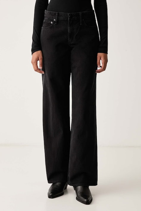 rag & bone Jeansy relaxed fit damskie czarne RJ9D26F1RSH