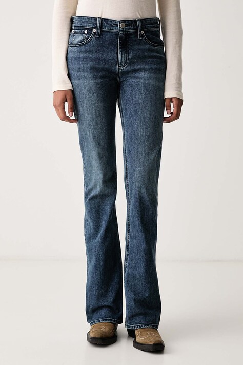 rag & bone Jeansy bootcut damskie Kinsley niebieskie RJ4B26P1FSA