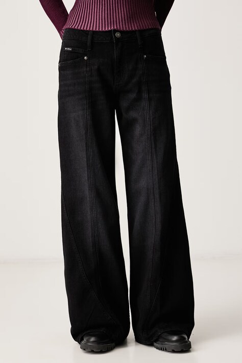 Guess Jeans Wide leg Γυναικεία μαύρα W6BA26 D1842