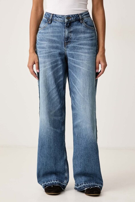 Guess Jeans Jeansy wide leg damskie niebieskie W6BA18 D1795