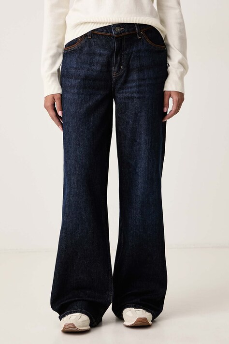 Guess Jeans Jeansy wide leg damskie granatowe W6BA0Y D1793