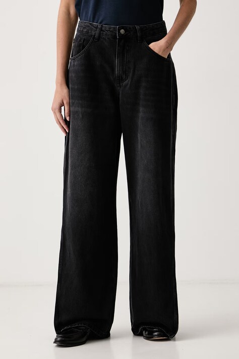 Eleh Jeansy wide leg damskie czarne EFWJ260004