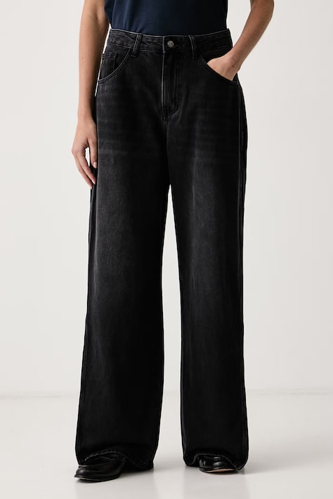 Eleh Jeansy wide leg damskie czarne EFWJ260004