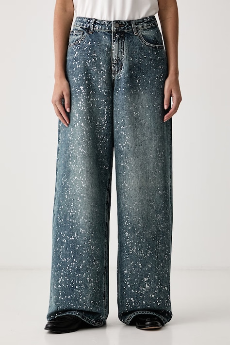 Eleh Jeansy wide leg damskie niebieskie EFWJ260012