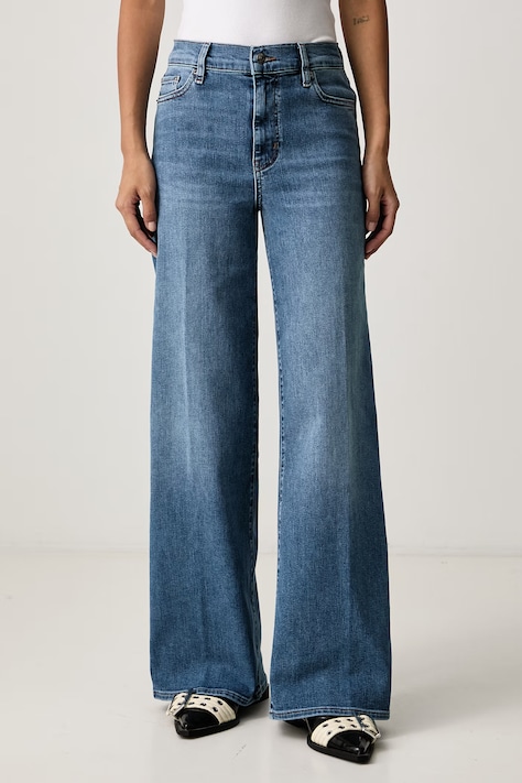 Frame LE SLIM PALAZZO blugi wide leg pentru femei albaștri LSP814