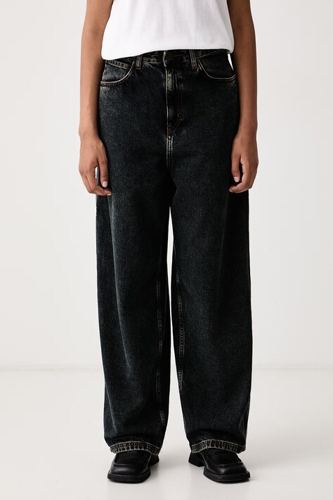 American Vintage Jeansy wide leg damskie granatowe