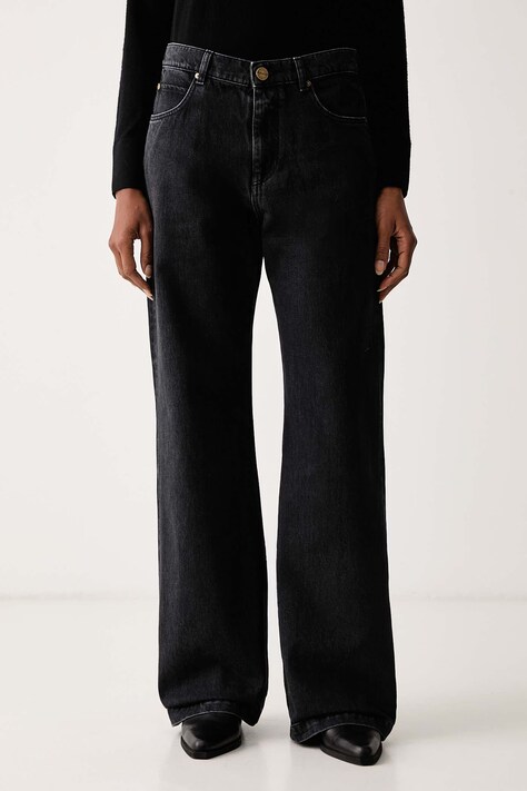 Pinko Jeansy wide leg damskie czarne 106383 A3K8
