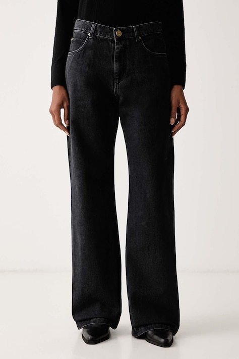 Pinko Jeansy wide leg damskie czarne 106383 A3K8