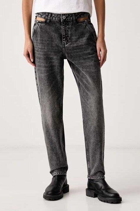 Karl Lagerfeld Jeans Mom fit traperice za žene sive B4W10048
