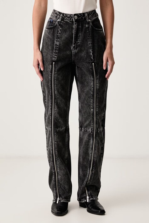 Karl Lagerfeld Jeans Blugi straight pentru femei negri B4W10014