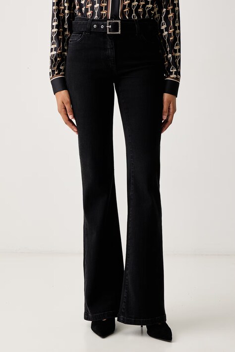 Luisa Spagnoli Jeansy flare damskie Oplite czarne 543512