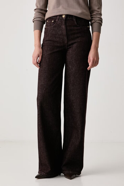 Luisa Spagnoli Jeansy straight damskie Opaglio brązowe 543779