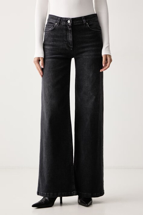 Luisa Spagnoli Jeansy wide leg damskie Olla szare 543550